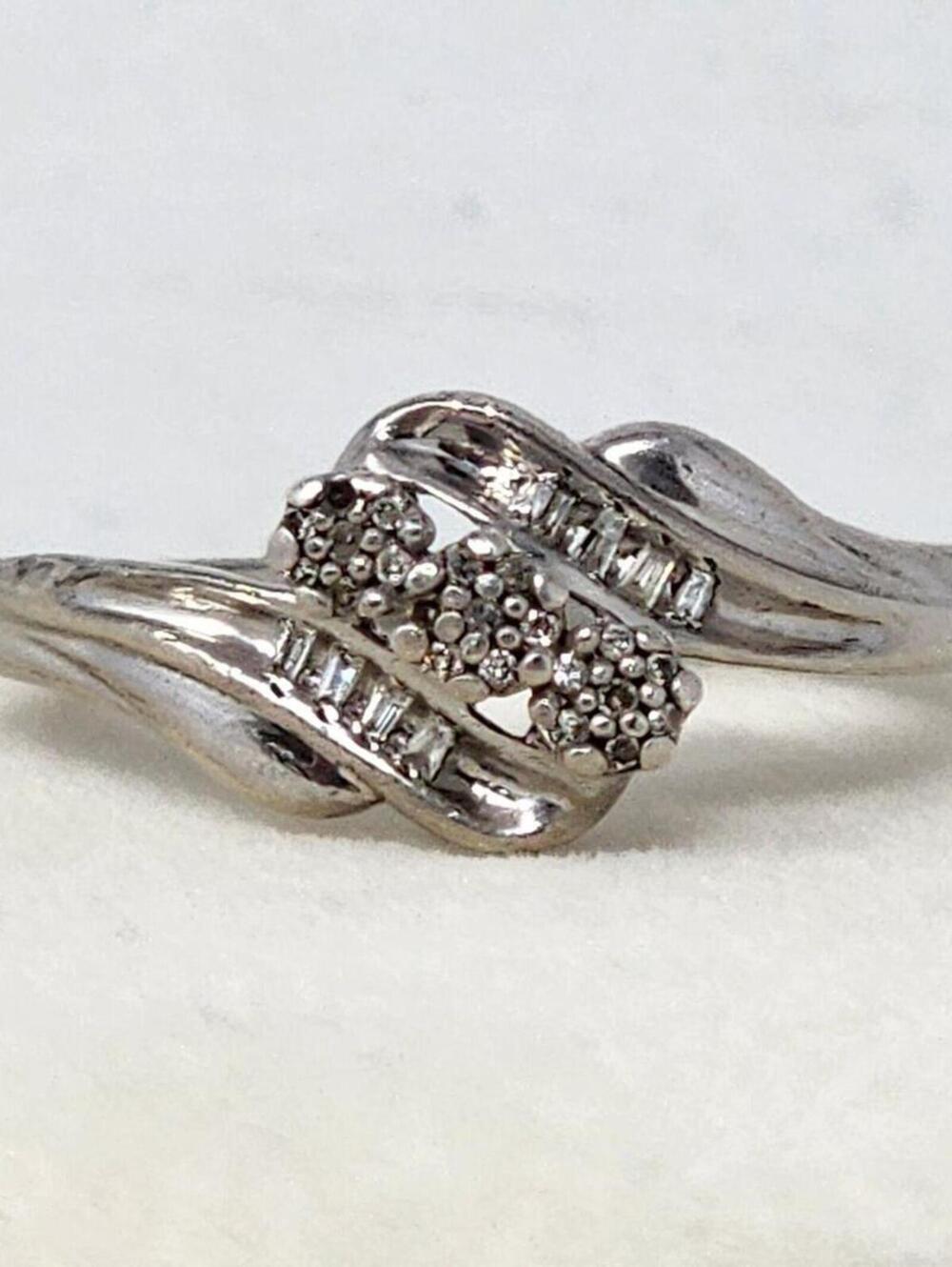 29 Diamond Cluster Sterling Silver Size 6.25 Engagement Ring